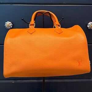 Louis Vuitton Orange Epi Leather Speedy Handbag
